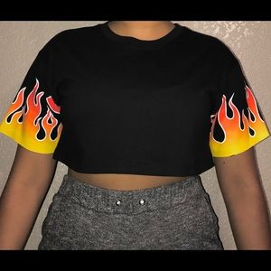 Black Flames Crop Top